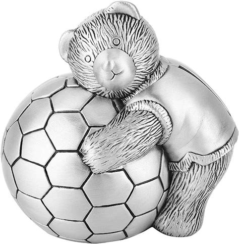 Metal Piggy Bank Little Bear with Football Money Box 